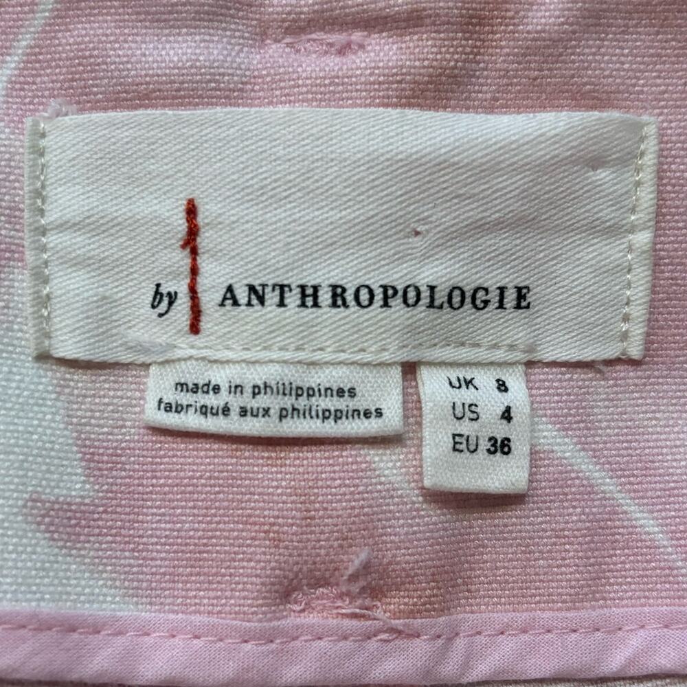 Anthropologie Jamie Trousers Women's 4 Pink White Tie Dye Flat Front 28x32 - Picture 2 of 10